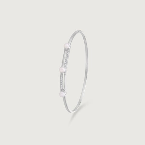Elegant Pearl Silver Bangle