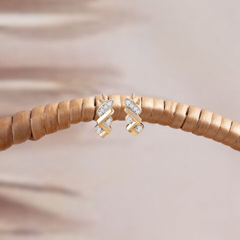 Basketry Spark Gold and Diamond Stud Earrings
