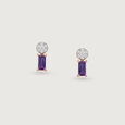 Amethyst Glam Gold & Diamond Stud Earrings,,hi-res view 3