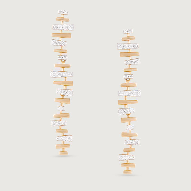 Disco Rhythm Gold & Diamond Drop Earrings,,hi-res image number null