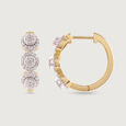 Leafy Luxe Gold & Diamond Hoop Earrings,,hi-res view 4