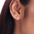 Textured Halo Silver Hoop Earrings,,hi-res view 2