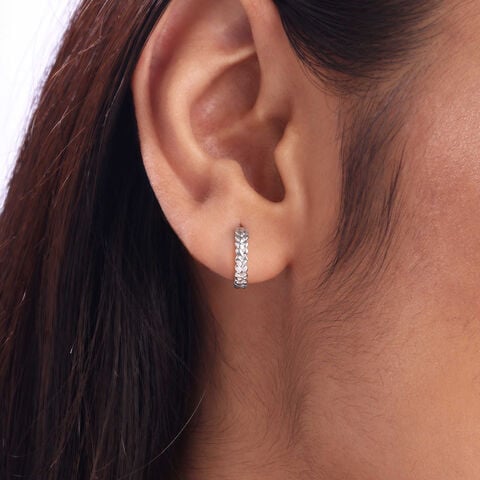 Textured Halo Silver Hoop Earrings