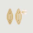 Intricate Architectural Gold Stud Earrings,,hi-res view 4