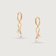 Dancing Drizzle Pearl Hoop Earrings,,hi-res view 3