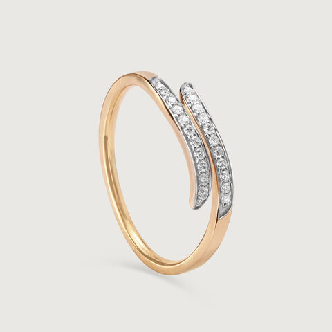 Golden Coiled 14 Kt Gold & Diamond Ring