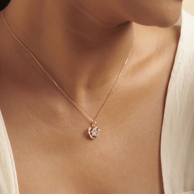 Playful Paw Diamond Heart Necklace,,hi-res image number null