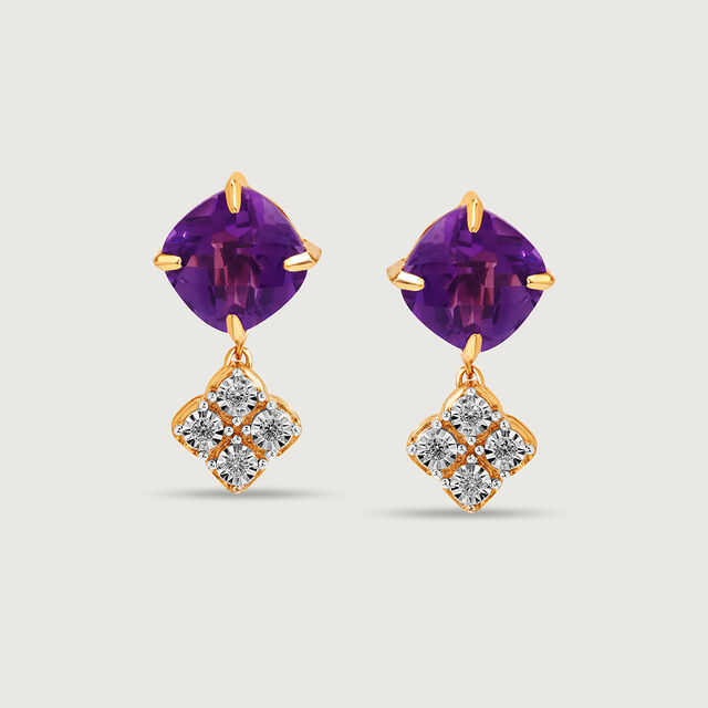 Moonlit Martini 14KT Diamond & Amethyst Drop Earrings,,hi-res image number null