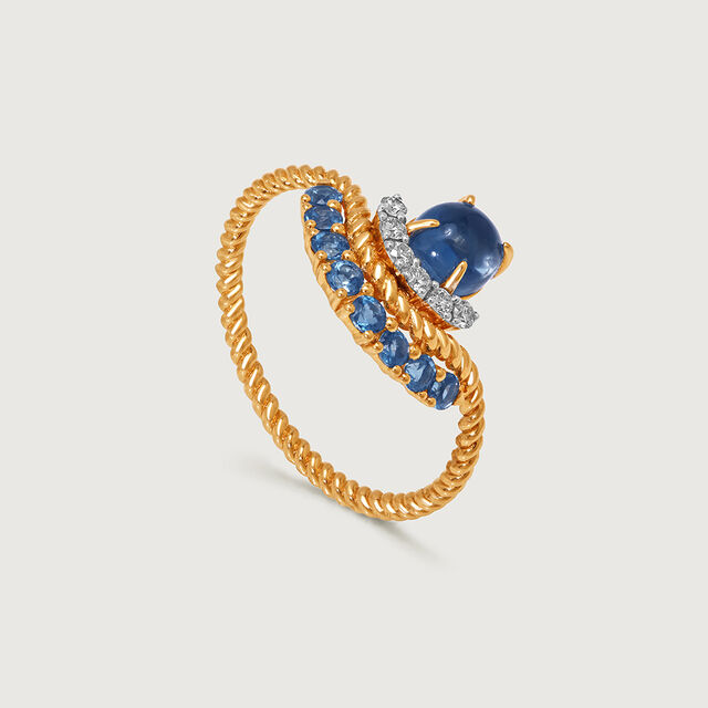 Bubbly Bliss 14KT Diamond & London Blue Topaz Finger Ring,,hi-res image number null