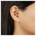 Leafy Diamond Hoop Bali Earrings,,hi-res view 3