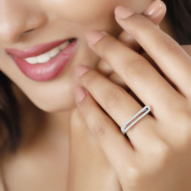 18 KT Alluring White Gold Diamond Ring,,hi-res view 3