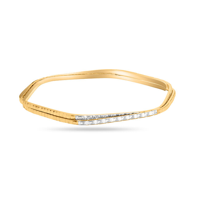 18 KT Yellow Gold Crossover Bangle,,hi-res view 2