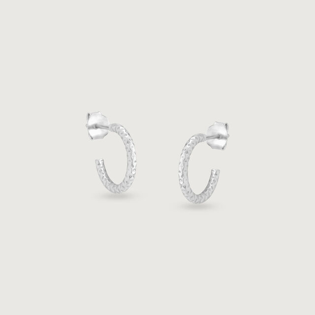Hammered Luster Silver Hoop Earrings,,hi-res image number null