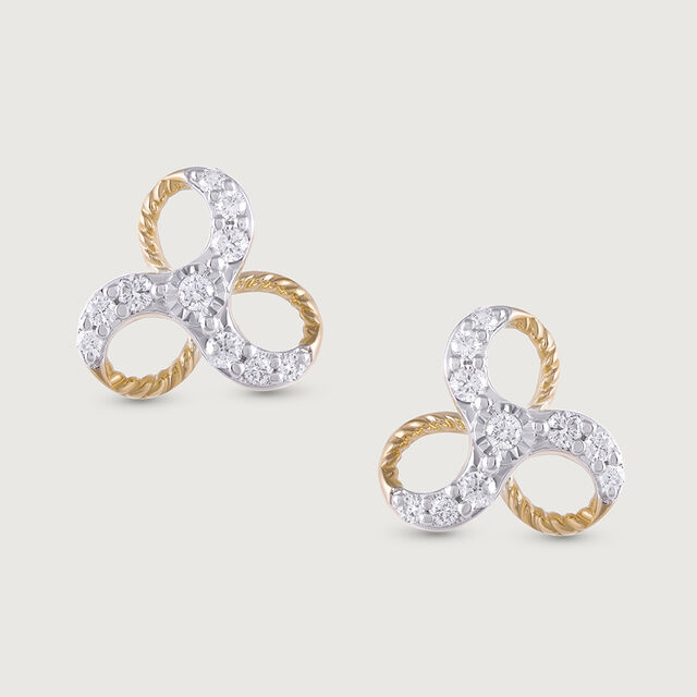 Bold Glimmer Gold & Diamond Stud Earrings,,hi-res image number null
