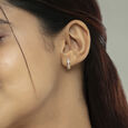 Glam Bold Gold & Diamond Hoop Earrings,,hi-res view 2