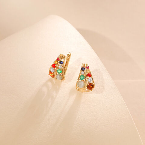 Vibrant Parallel Gold Hoop Earrings