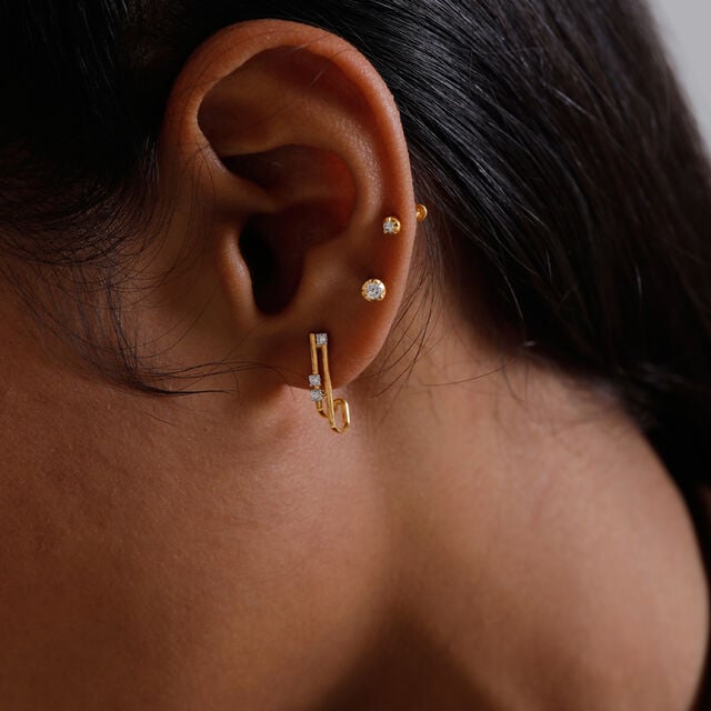 Sleek Linear Diamond Hoop Earrings,,hi-res image number null