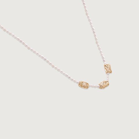 Golden Lattice Pearl Chain