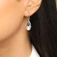 Ivory Pearl Silver Hoop Earrings,,hi-res view 2