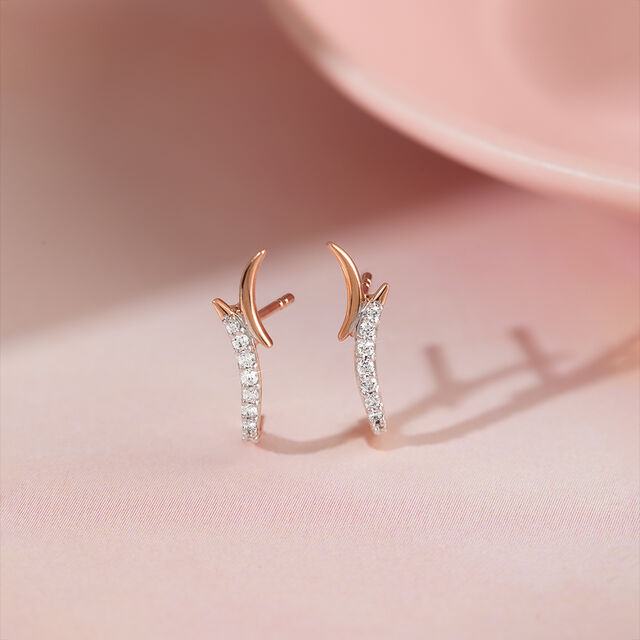 Sculpted Shine Gold & Diamond Stud Earrings,,hi-res image number null