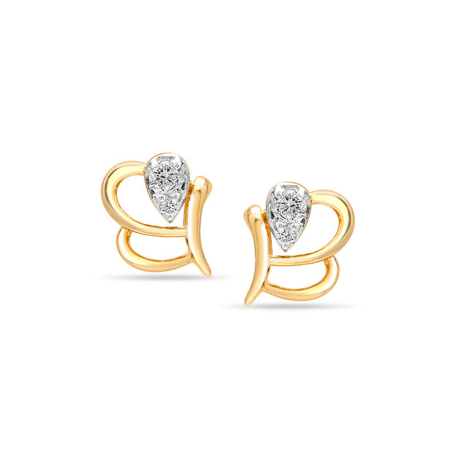 14KT Yellow Gold Sensuous Sparkle Diamond Stud Earrings,,hi-res image number null