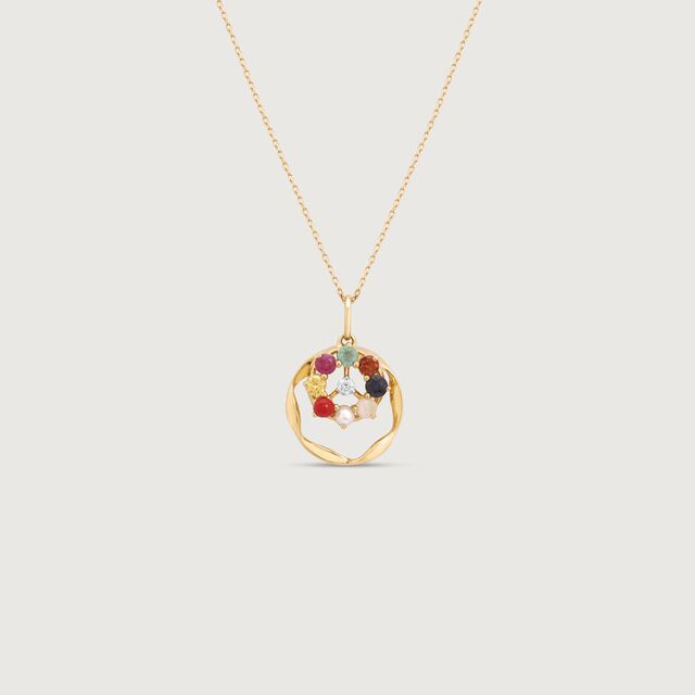Navratna Shine Diamond Pendant,,hi-res image number null