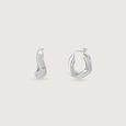 Sculpted Flow Silver Hoop Earrings,,hi-res view 4