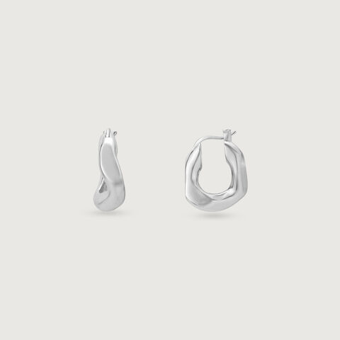 Sculpted Flow Silver Hoop Earrings
