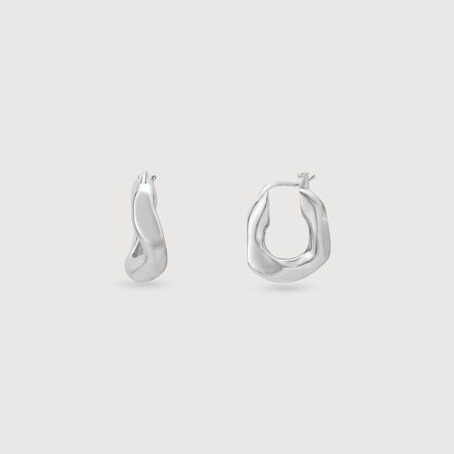 Sculpted Flow Silver Hoop Earrings,,hi-res image number null
