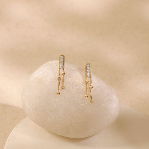 Playful Linear Diamond Drop Earrings