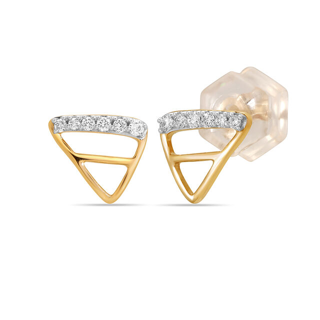 14 KT Shimmery Diamond Stud Earrings,,hi-res view 3