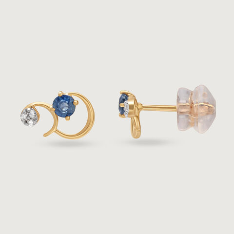 Starry Galaxies 14KT Diamond and Blue Sapphire Earrings