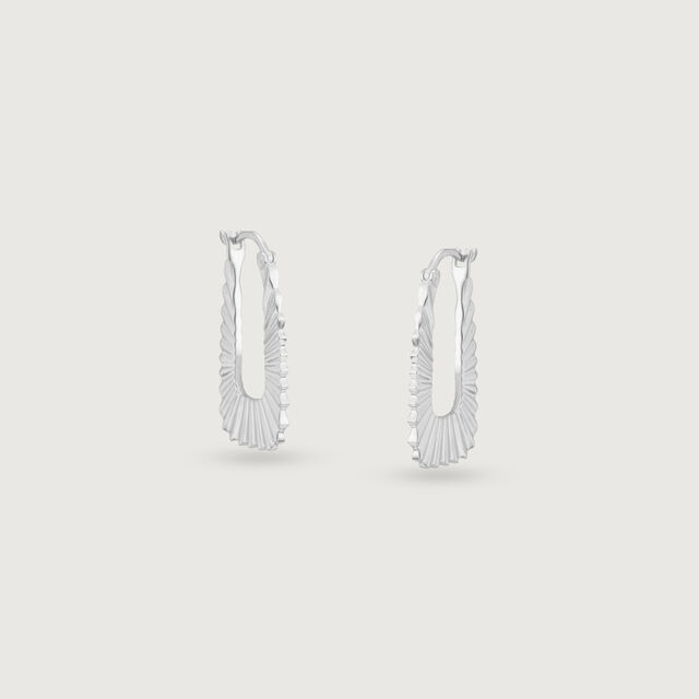 Radiant Wave Silver Hoop Earrings,,hi-res image number null