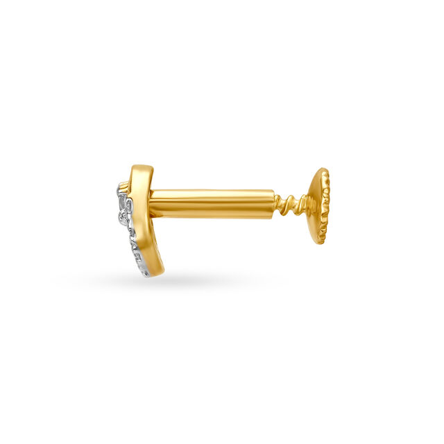 14KT Yellow Gold Diamond Nose Pin,,hi-res image number null