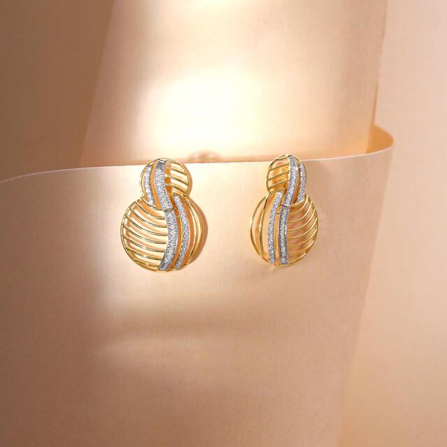 Sculpted Flow Diamond Drop Earrings,,hi-res image number null