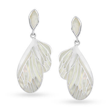 Silver Drop Earrings with Pearl