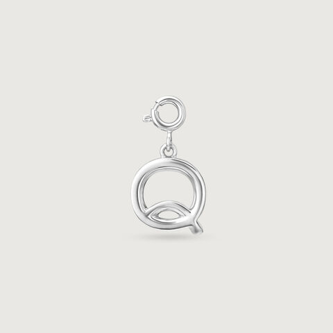 Contemporary Initial Q Silver Charm