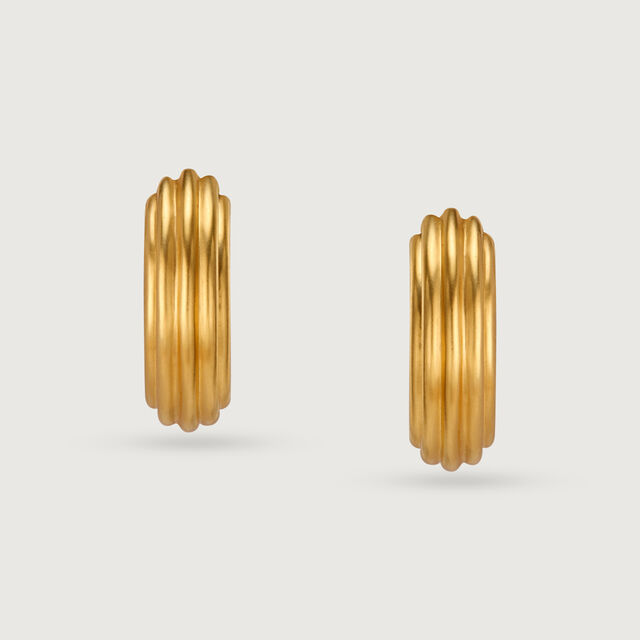 22KT Yellow Gold Dazzling Ridged Stud Earrings,,hi-res view 3