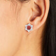 Bold Garnet Blossom Silver Earrings,,hi-res view 2