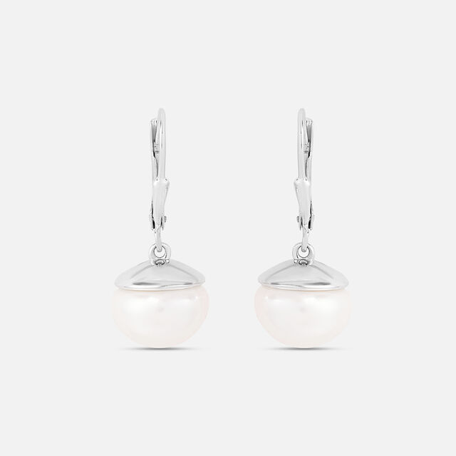 Effortless Pearl Silver Drop Earrings,,hi-res image number null