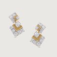 Twilight Square Gold & Diamond Stud Earrings,,hi-res view 2