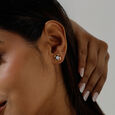Regal Sculptural Diamond Platinum Gold Stud Earrings,,hi-res view 2