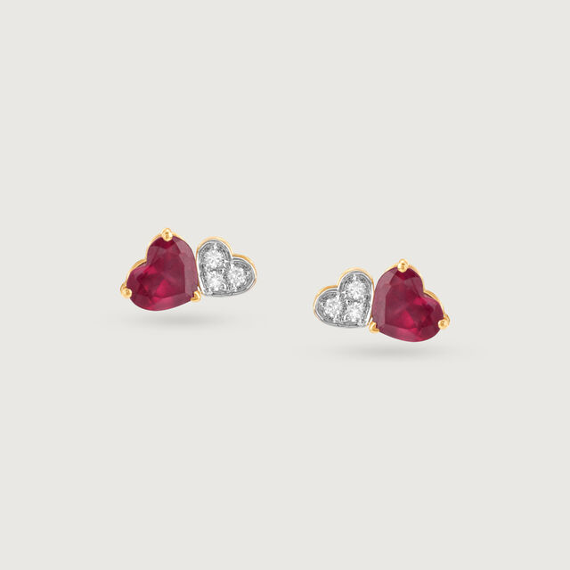 Scarlet Grace Ruby & Diamond Stud Earrings,,hi-res image number null