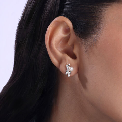 Gleam Cross Silver Stud Earrings