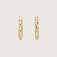 Hammered Texture Gold Hoop Earrings,,hi-res view 3