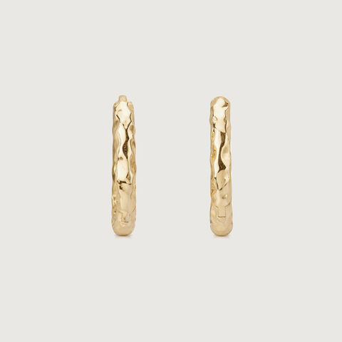 Hammered Texture Gold Hoop Earrings