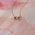Double Circle Gold & Diamond Pendant with Chain,,hi-res view 1