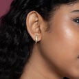 Sequin Glow Gold & Diamond Stud Earrings,,hi-res view 2