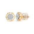 14kt Yellow Gold Hexa Sparkle Diamond Stud Earrings,,hi-res view 3