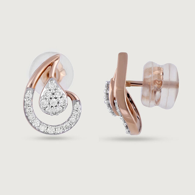 Elegant Swirl Gold & Diamond Stud Earrings,,hi-res image number null